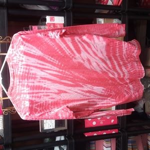 Victoria's Secret Pink Tye Dyed Longsleeve Shirt Size XS Pink and White